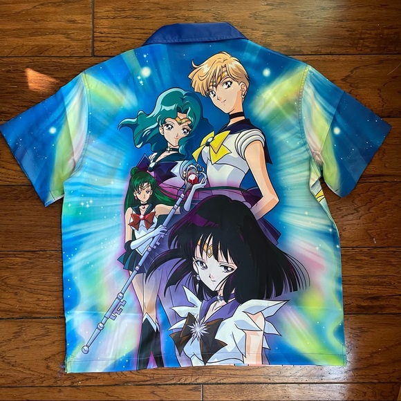 Sailor Moon Button Down Top with Sailor Scouts Allover Graphic - Picture 2 of 2